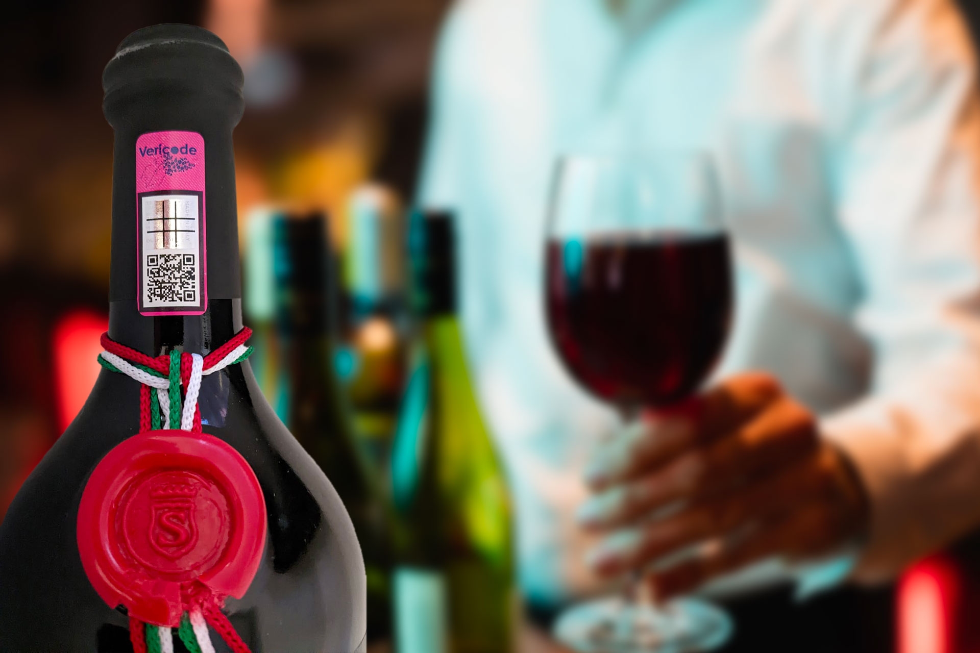 Example of an anti-counterfeiting label produced by Vericode to authenticate Wine Anti-counterfeit label for wine